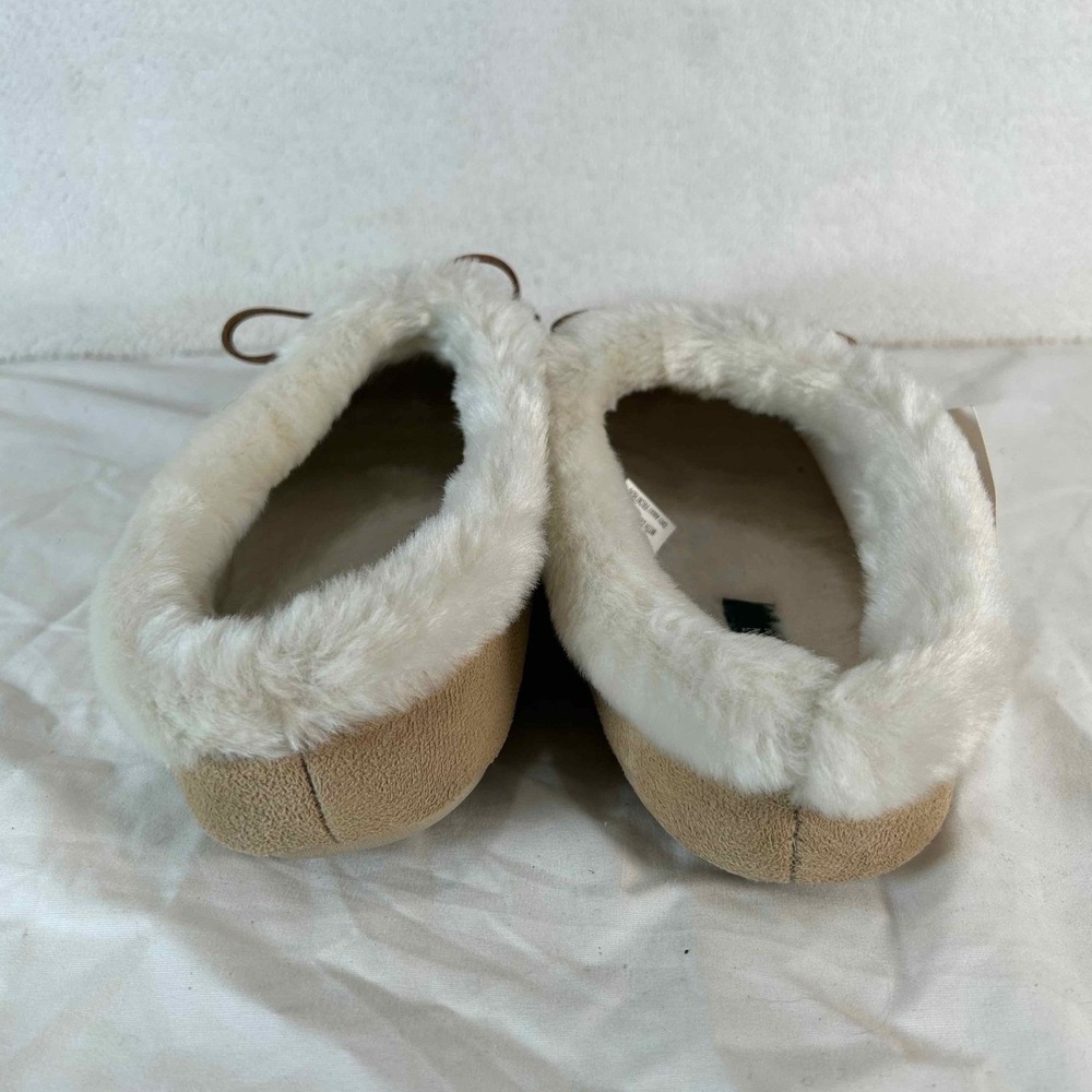 Lauren Ralph Lauren RL121 Wheat Suede Faux Fur Moccasin Slippers Women L 8-9 NEW - Picture 5 of 12
